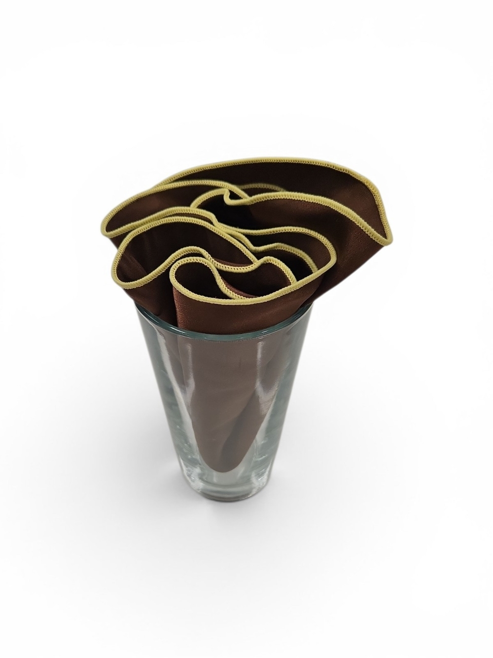MEN'S ROUND HANKY POCKET SQUARE. BROWN/TAN